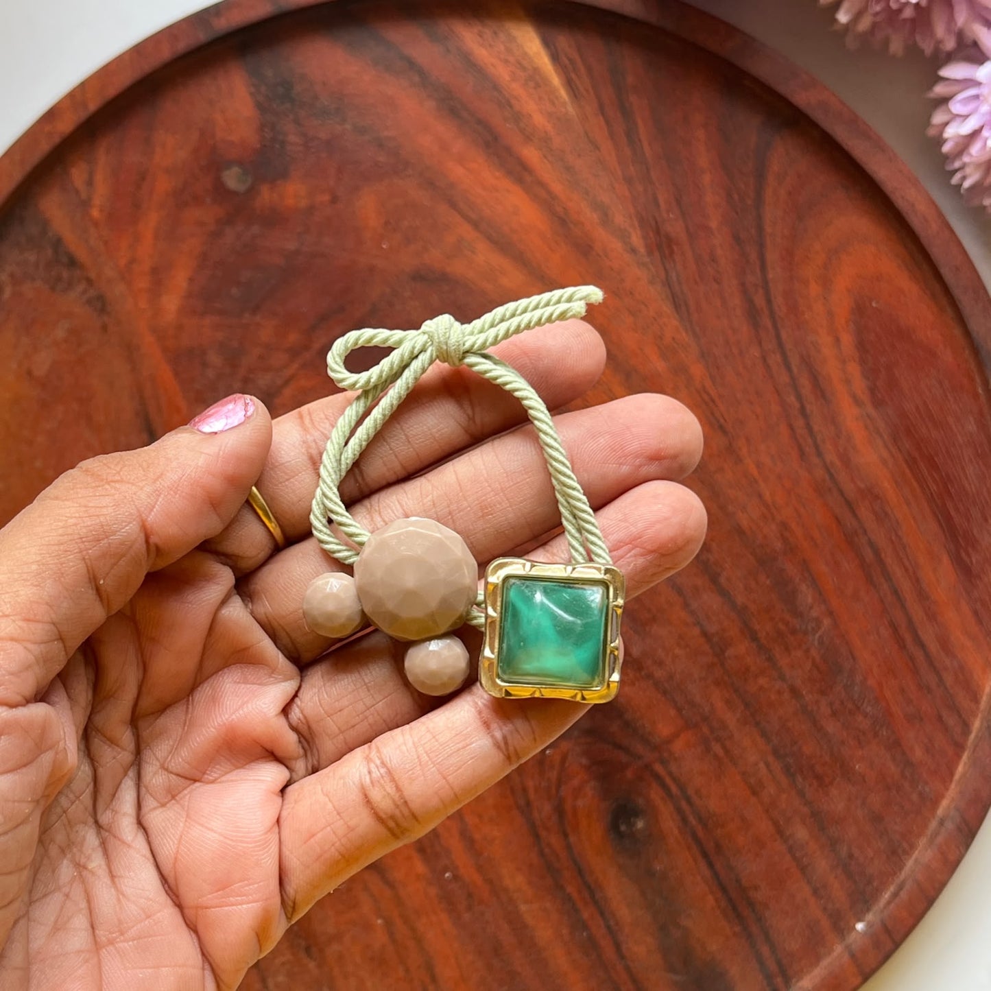 Pastel Gemstone Charm Hair Tie -  Pack of 1