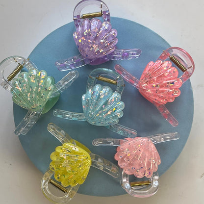 Pastel Glitter Seashell Hair Claw Clip- Medium 8cm