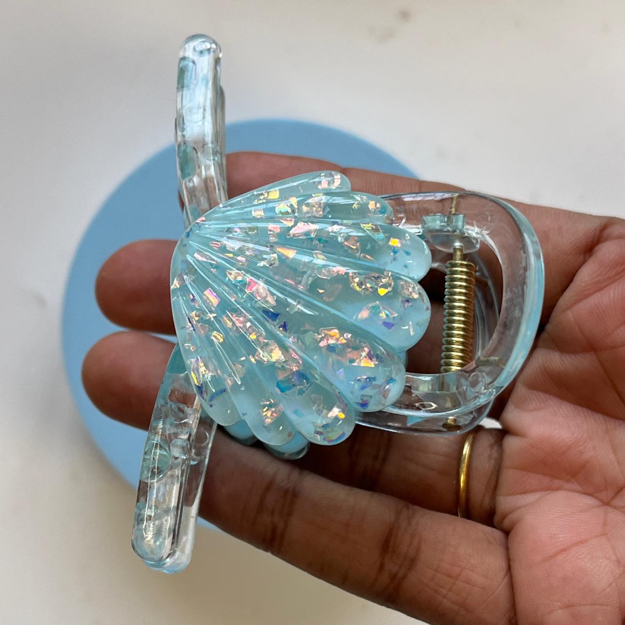 Pastel Glitter Seashell Hair Claw Clip- Medium 8cm