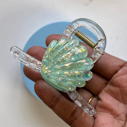 Pastel Glitter Seashell Hair Claw Clip- Medium 8cm