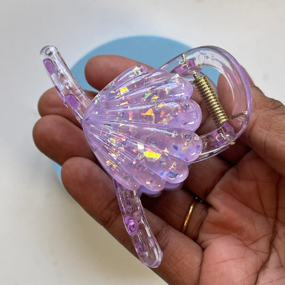 Pastel Glitter Seashell Hair Claw Clip- Medium 8cm