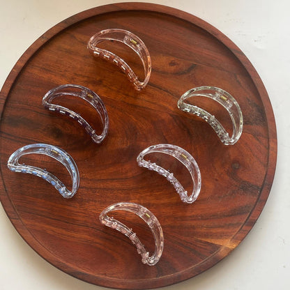 Crystal Clear Crescent Hair Clip - Medium 7cm