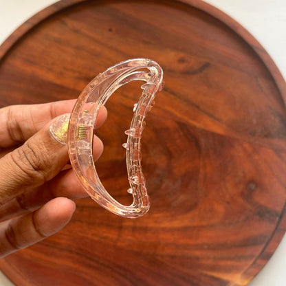 Crystal Clear Crescent Hair Clip - Medium 7cm