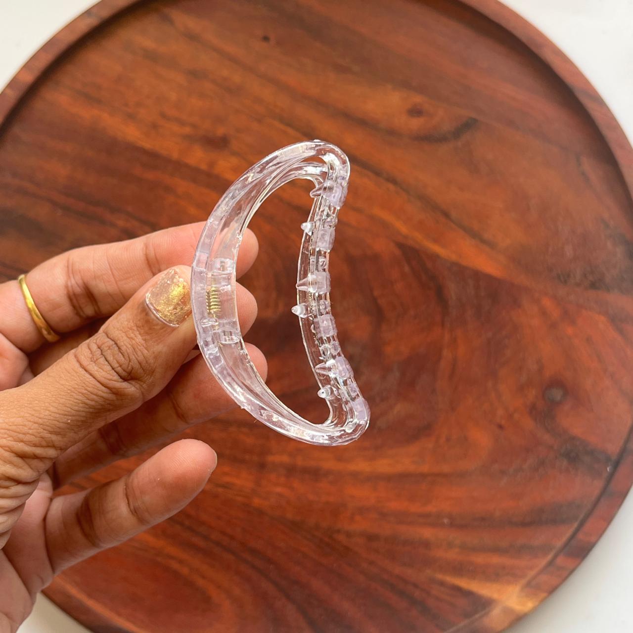 Crystal Clear Crescent Hair Clip - Medium 7cm