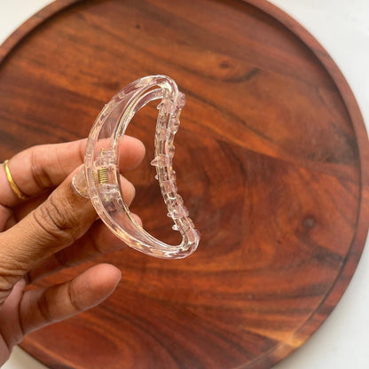 Crystal Clear Crescent Hair Clip - Medium 7cm