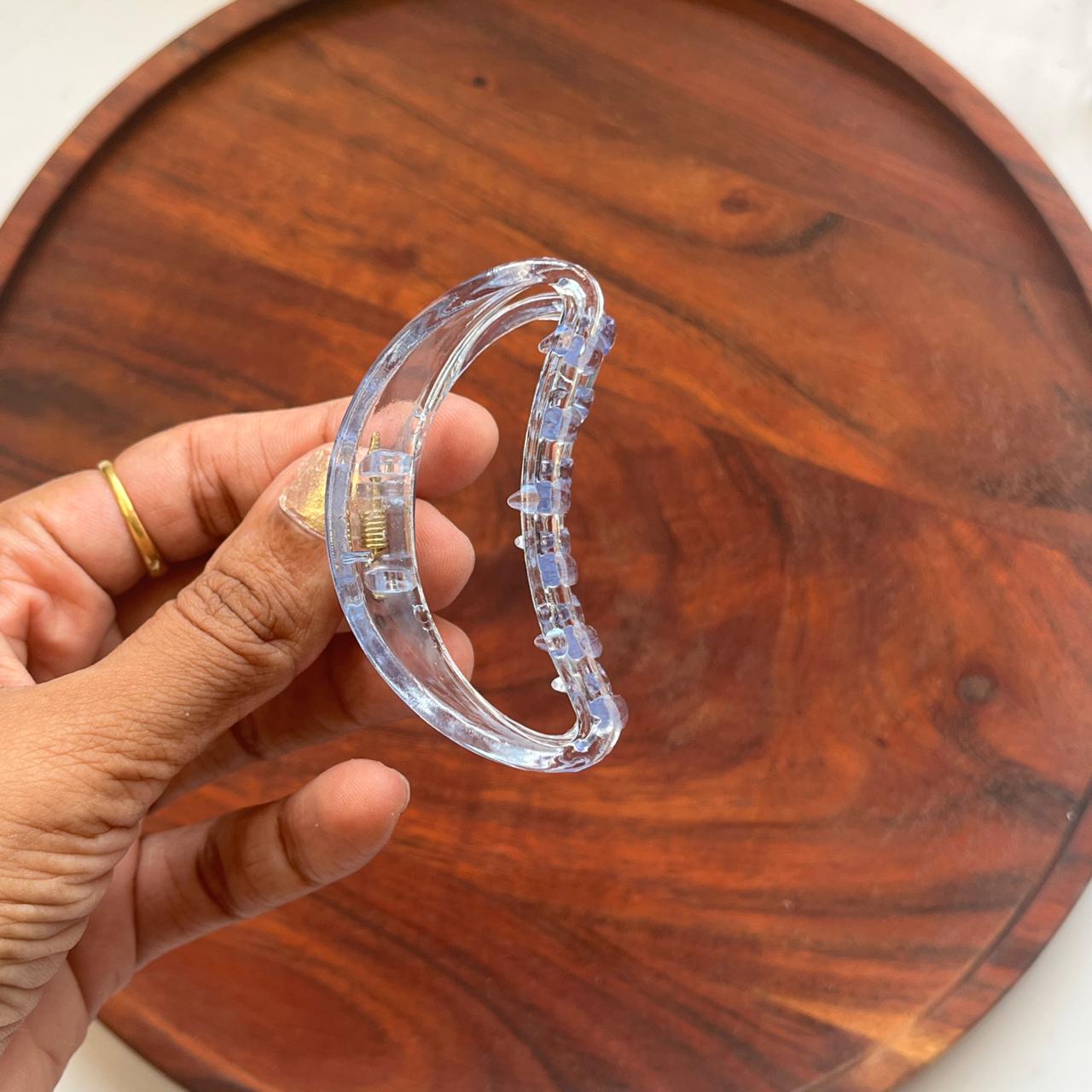 Crystal Clear Crescent Hair Clip - Medium 7cm