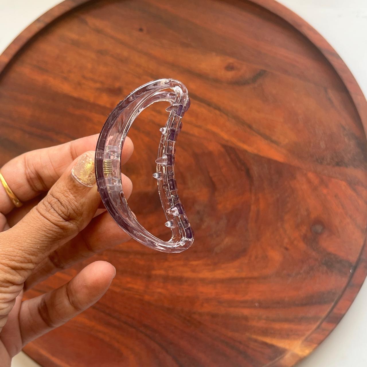 Crystal Clear Crescent Hair Clip - Medium 7cm