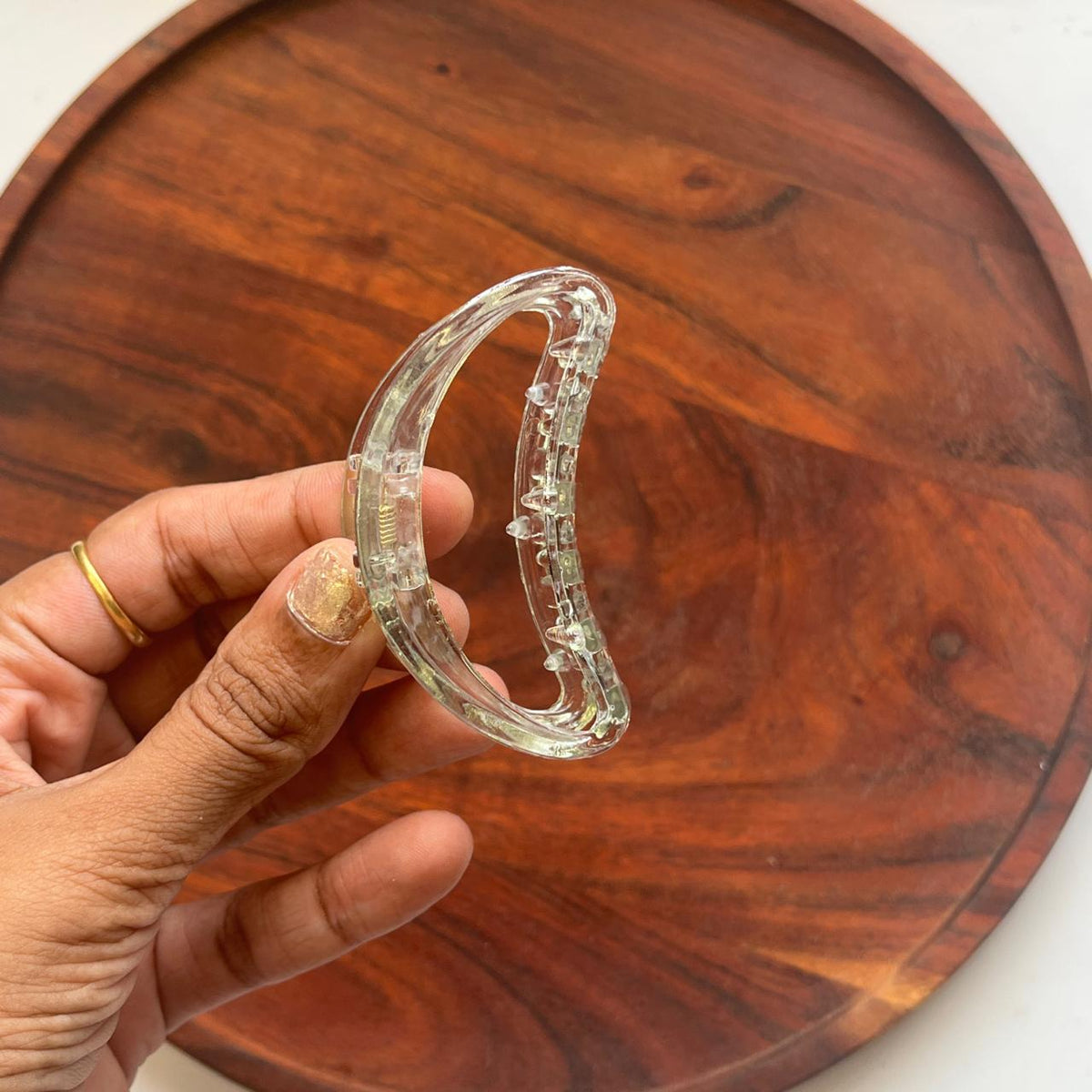 Crystal Clear Crescent Hair Clip - Medium 7cm