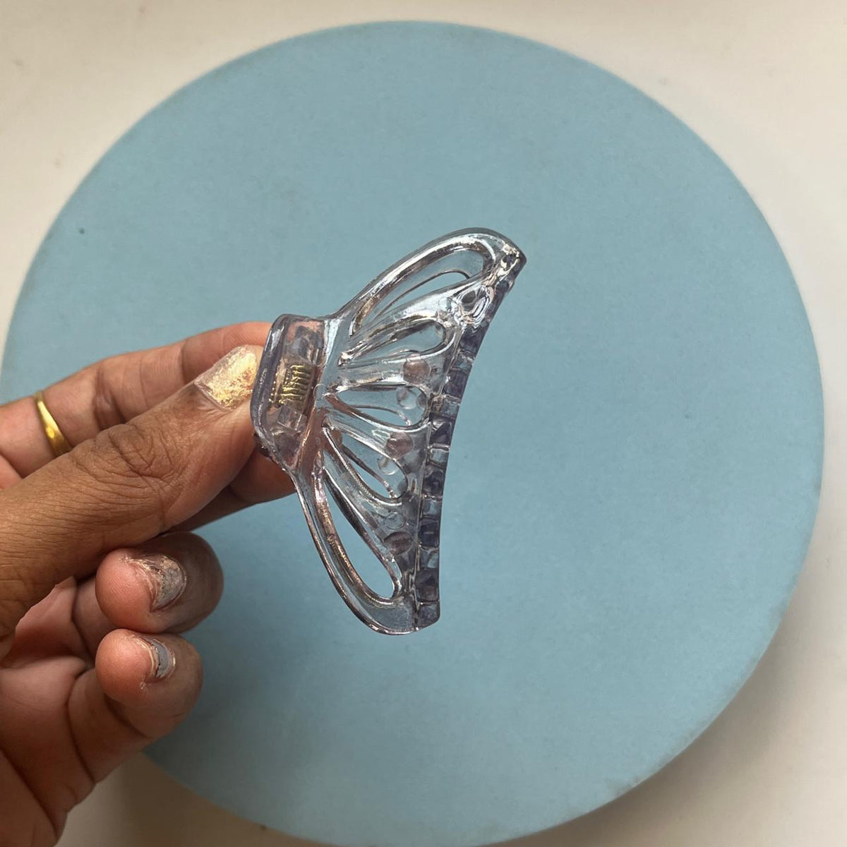 Crystal Leaf Cut-Out Claw Clip- Medium 7cm