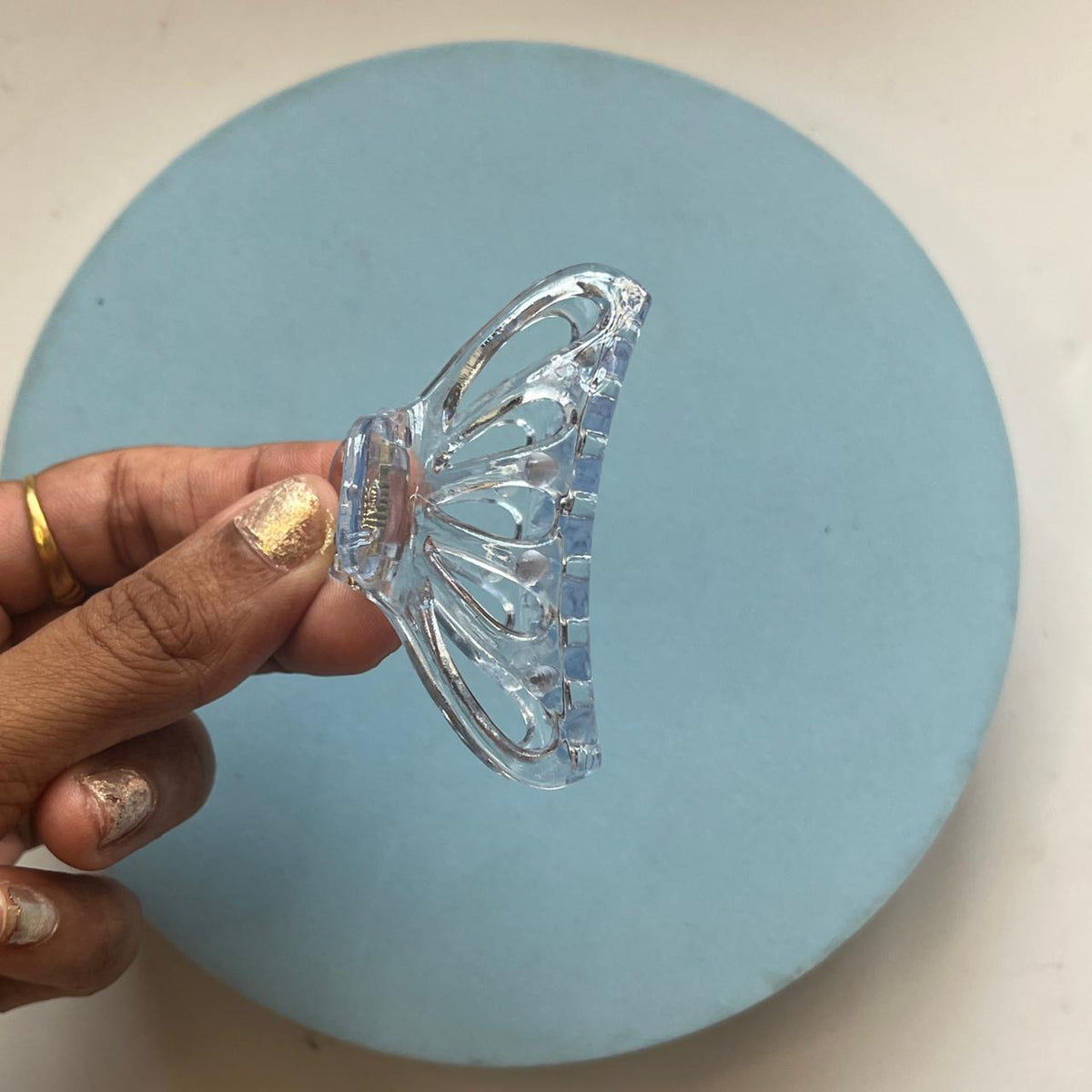 Crystal Leaf Cut-Out Claw Clip- Medium 7cm