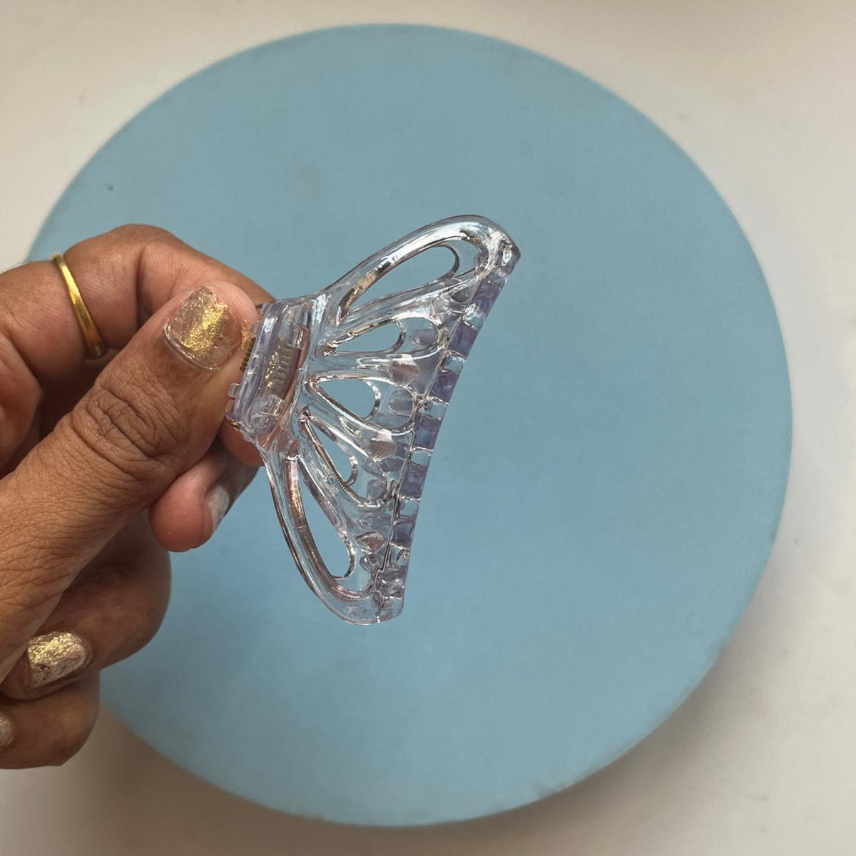 Crystal Leaf Cut-Out Claw Clip- Medium 7cm