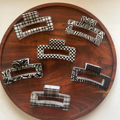 Geometric Pattern Rectangle Hair Clip - Medium 9cm