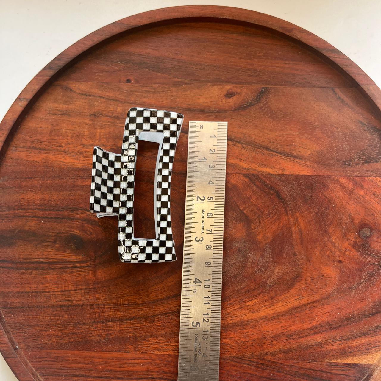 Geometric Pattern Rectangle Hair Clip - Medium 9cm