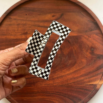 Geometric Pattern Rectangle Hair Clip - Medium 9cm