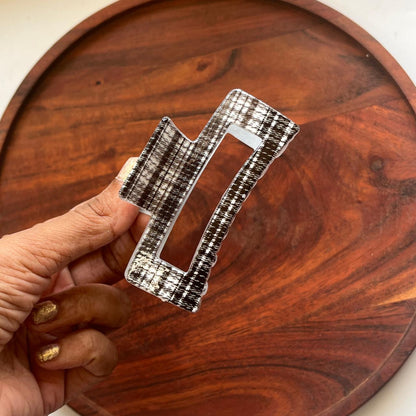 Geometric Pattern Rectangle Hair Clip - Medium 9cm