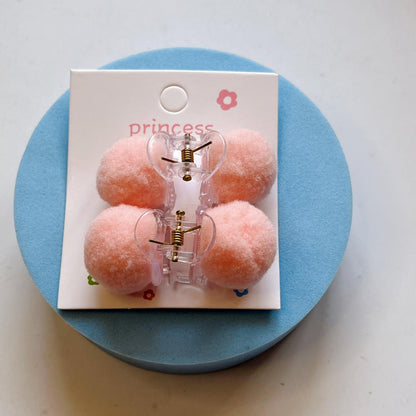 Cute Plush Ball Hair Clips – Set of 2