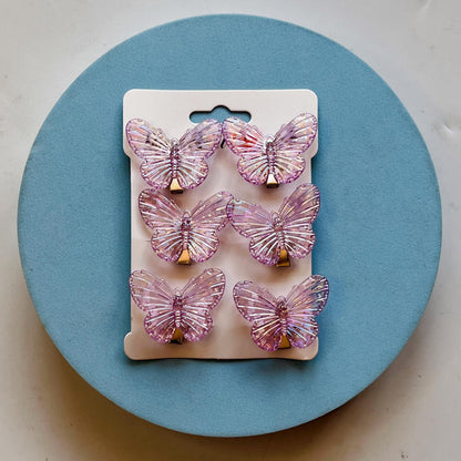 Purple Butterfly Hair Clips – Set of 6