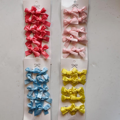 Satin Bow Mini Hair Clips – Pack of 10