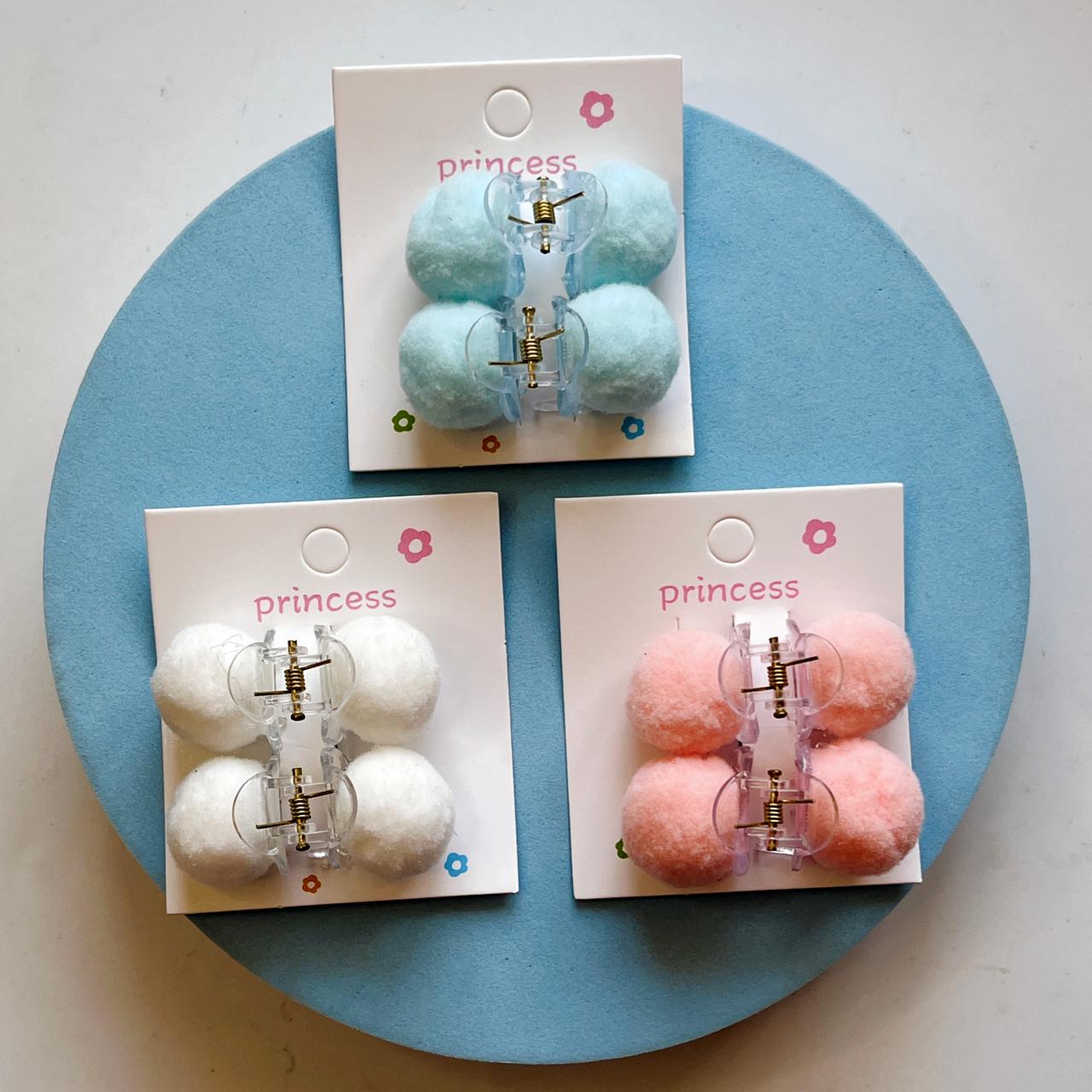 Cute Plush Ball Hair Clips – Set of 2