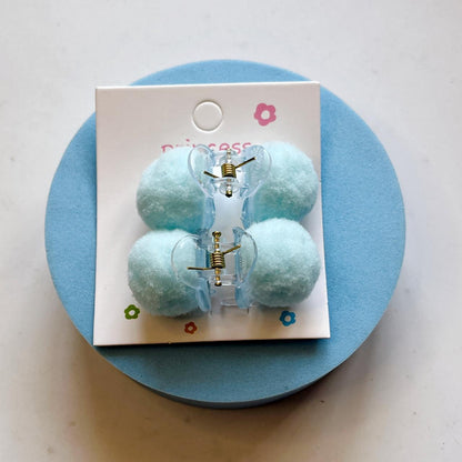 Cute Plush Ball Hair Clips – Set of 2