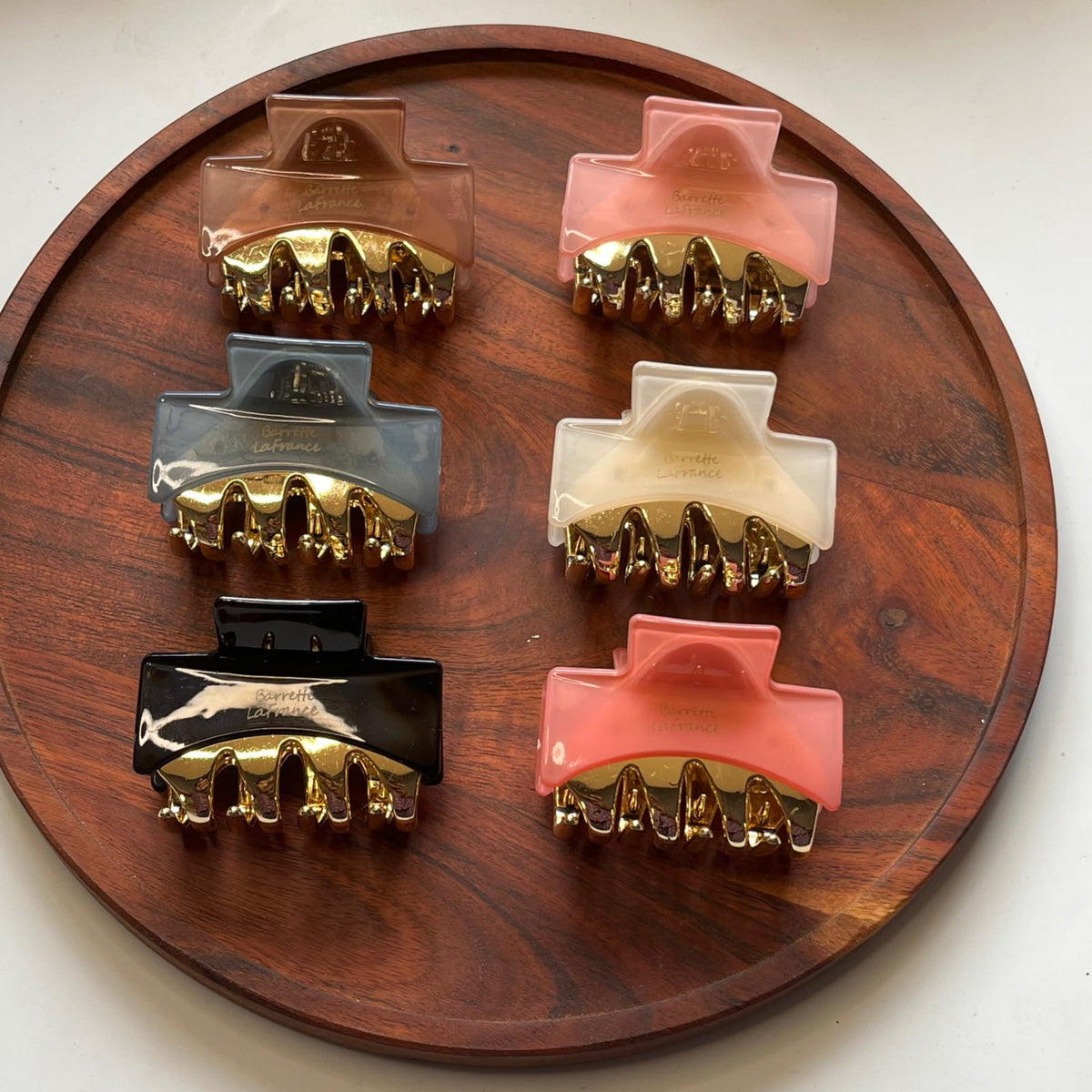 Classic Square Claw Clip – Gold Accent - Medium 7cm