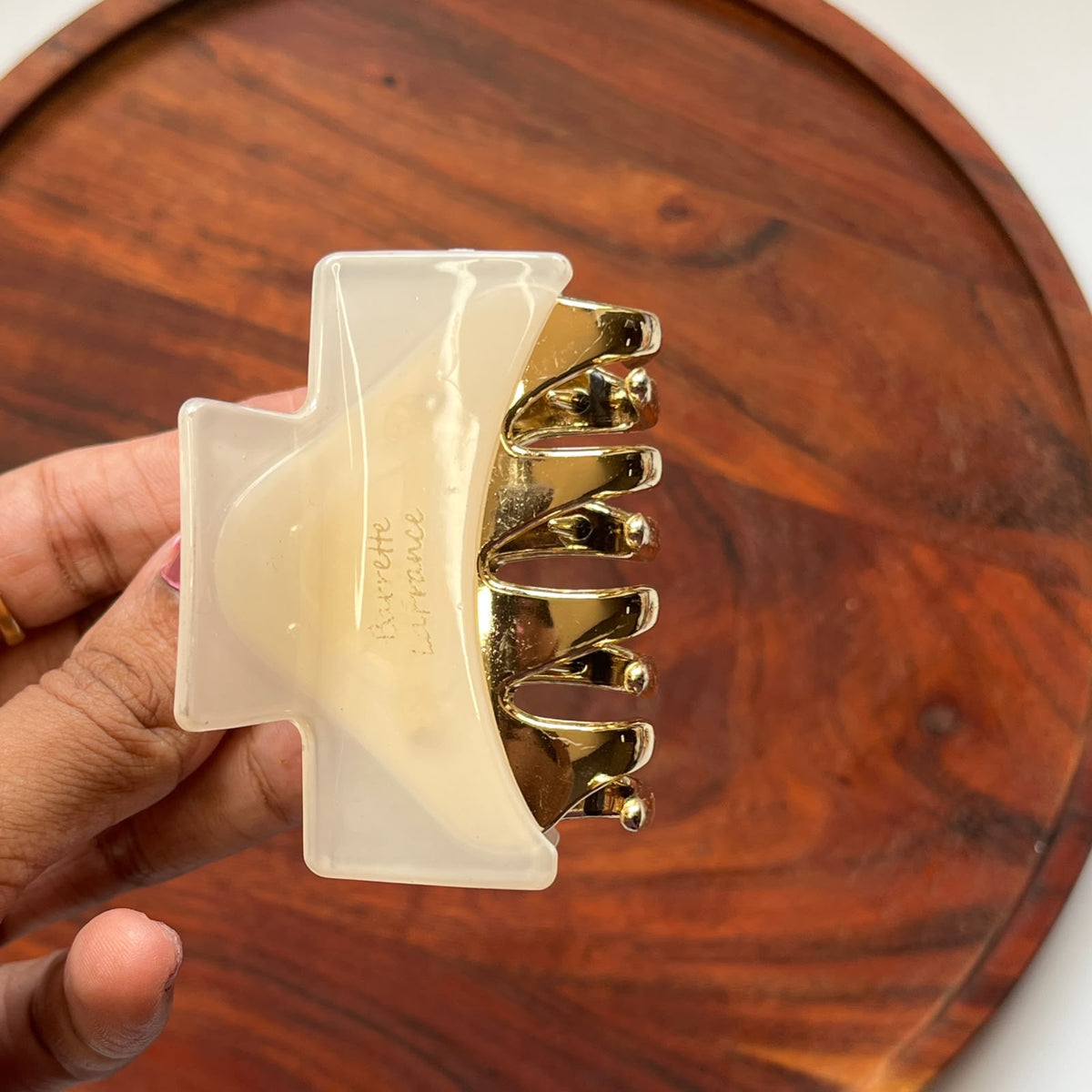 Classic Square Claw Clip – Gold Accent - Medium 7cm