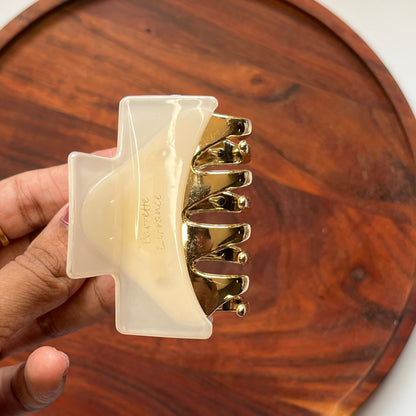 Classic Square Claw Clip – Gold Accent - Medium 7cm