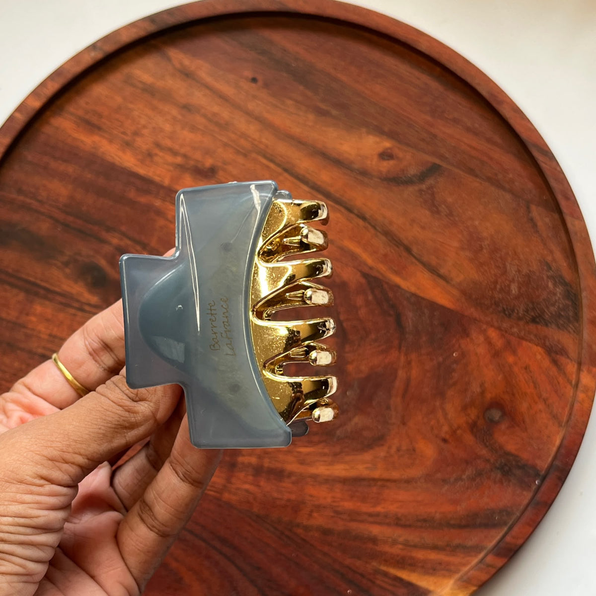 Classic Square Claw Clip – Gold Accent - Medium 7cm