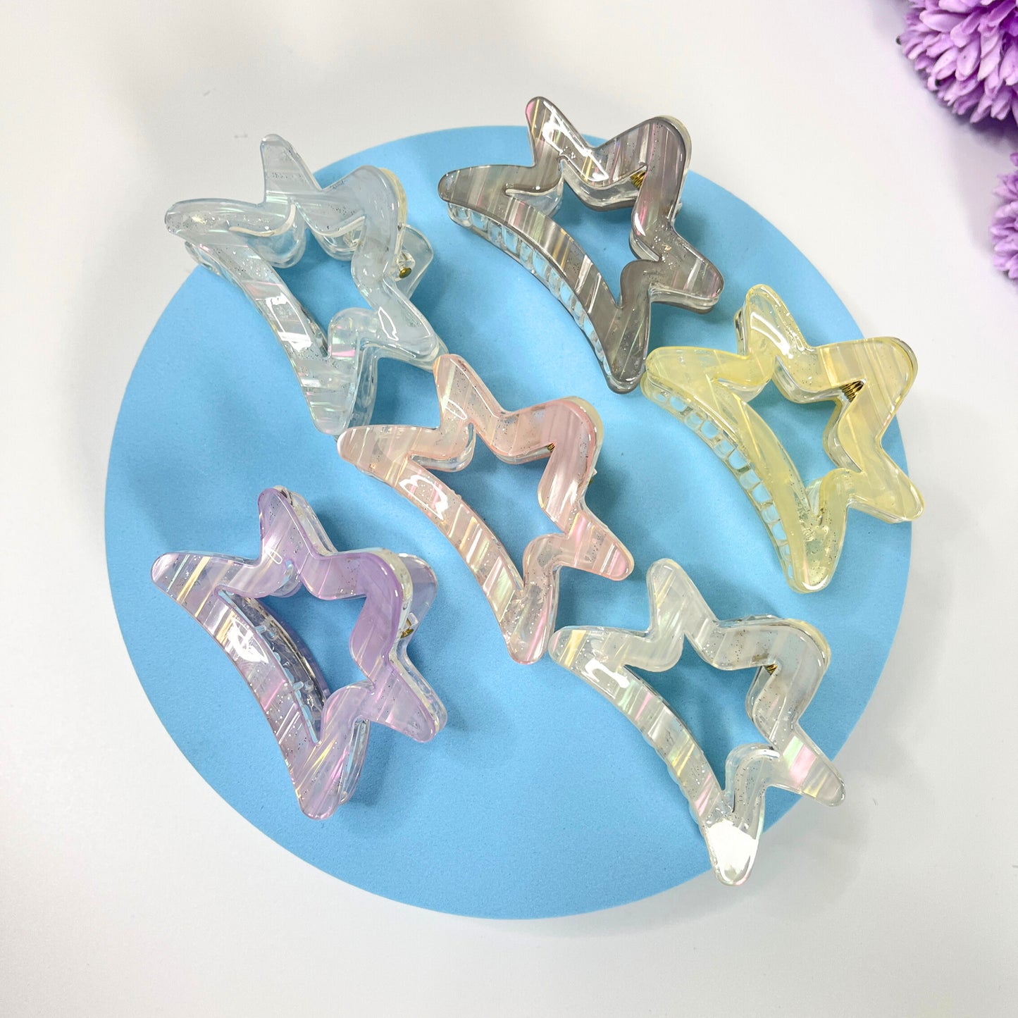 BOFEINI Pastel Glitter Half-Star Hair Claw Clip